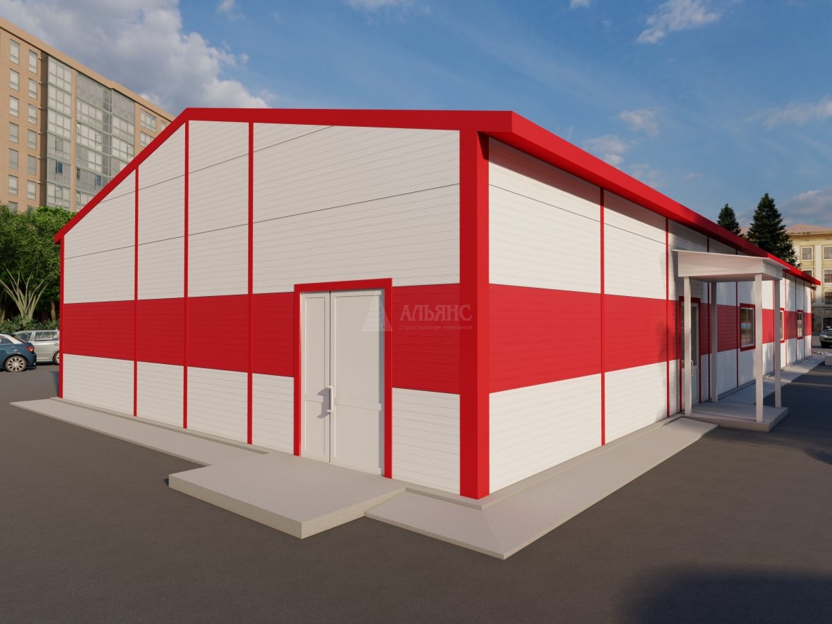 3D визуализация Магазин из сэндвич-панелей - фото 1