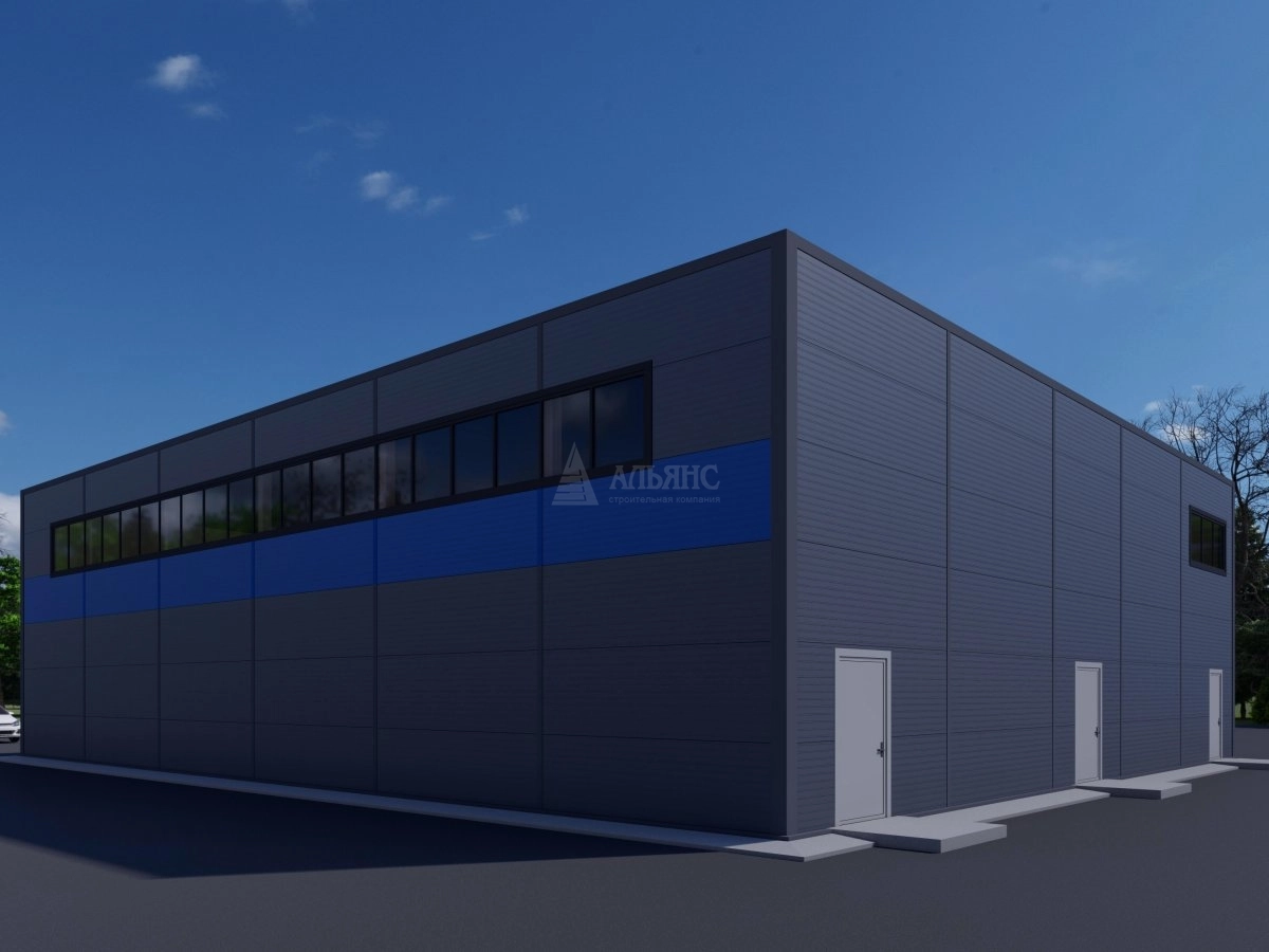 3D визуализация СТО с АБК из сэндвич-панелей - фото 3