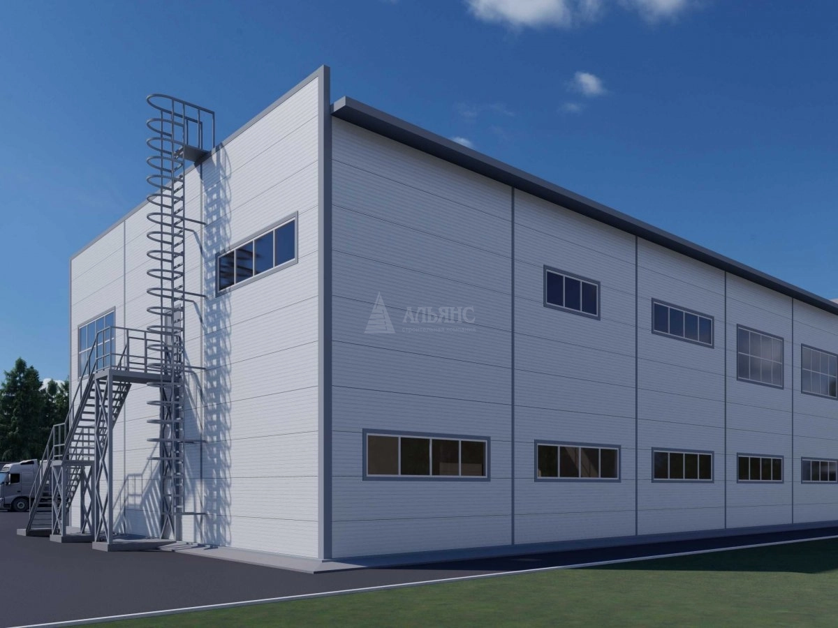 3D визуализация Цех с АБК из сэндвич панелей - фото 2